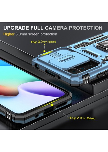 Xiaomi Için Zırh Serisi Redmi 10 4g (2021)/REDMI 10 2022 4g/redmi Not 11 4g (Mediatek) Kickstand Telefon Kılıfı Slayt Kamera Koruması Pc+Tpu Çift Layla Sağlam Kapak Mavisi (Yurt Dışından) modelleri