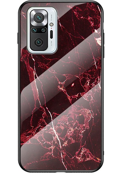 Xiaomi Redmi Için Iyi Korunmuş Temperli Cam Mermer Tasarım Önleyici Cep Telefonu Kapağı Note 10 Pro-Kırmızı (Yurt Dışından)