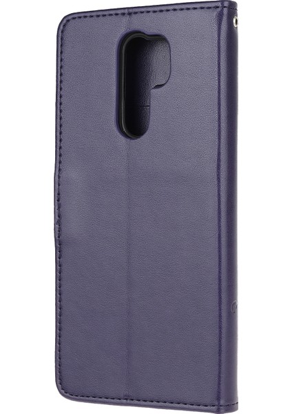 Xiaomi Redmi 9-Dark Mor Için Kelebek Çiçek Cüzdan Deri Kapağı (Yurt Dışından) modelleri