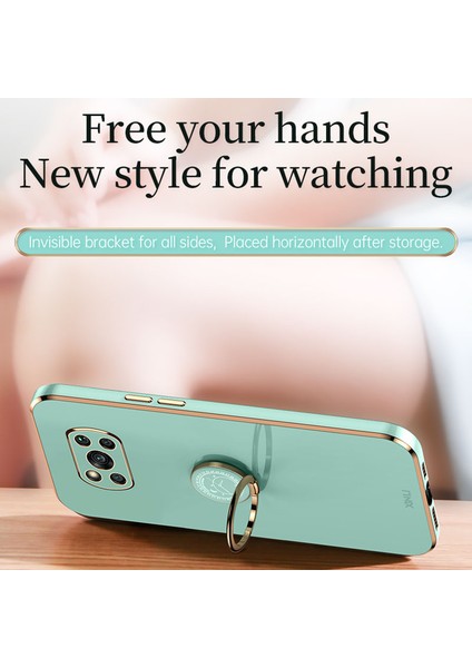 Xıaomı Poco X3/x3 Pro/x3 Nfc Için Xinli Back Shell, Ring Kickstand Case Elektrokaplama Altın Kenar Yumuşak Tpu Kapak-Beyaz (Yurt Dışından)