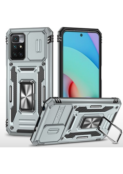 Xiaomi Için Zırh Serisi Redmi 10 4g (2021)/REDMI 10 2022 4g/redmi Not 11 4g (Mediatek) Kickstand Telefon Kılıfı Slayt Kamera Koruması Pc+Tpu Çift Laya (Yurt Dışından)