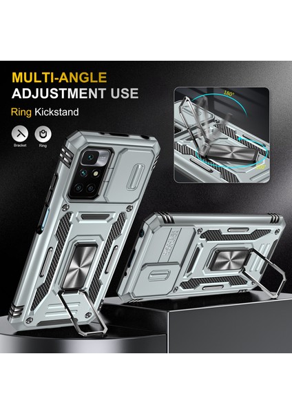 Xiaomi Için Zırh Serisi Redmi 10 4g (2021)/REDMI 10 2022 4g/redmi Not 11 4g (Mediatek) Kickstand Telefon Kılıfı Slayt Kamera Koruması Pc+Tpu Çift Laya (Yurt Dışından) fırsatları