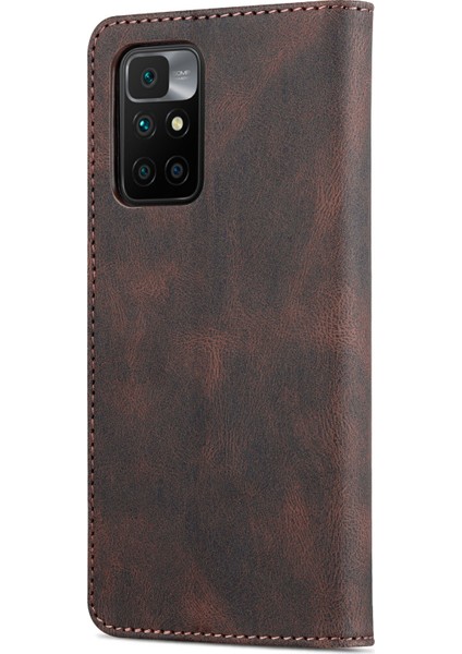 Cüzdan Standı Deri Kasa Folyo Flip Telefon Vaka Koruyucusu Xiaomi Redmi Not 11 4g (Mediatek)/10 4g (2021)/10 2022 4g/10 Prime-Brown (Yurt Dışından) modelleri