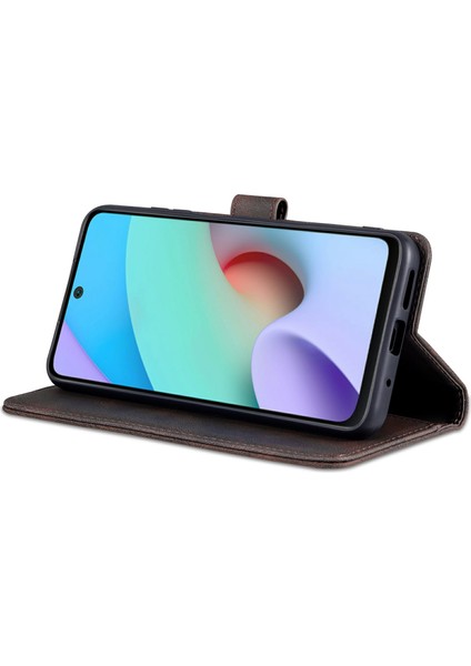 Cüzdan Standı Deri Kasa Folyo Flip Telefon Vaka Koruyucusu Xiaomi Redmi Not 11 4g (Mediatek)/10 4g (2021)/10 2022 4g/10 Prime-Brown (Yurt Dışından) fırsatları