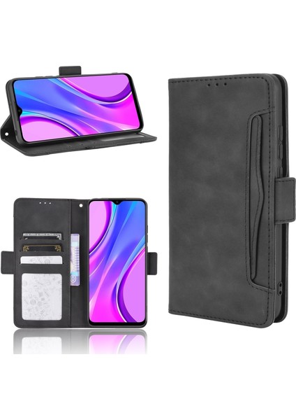 Pu Deri Cüzdan Stand Kapak Kılıfı Xiaomi Redmi 9 (Hindistan)/xiaomi Redmi 9c/redmi 9c Nfc/redmi 10A-BLACK (Yurt Dışından)