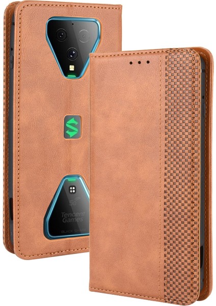Xiaomi Black Shark Için Cüzdanlı Otomatik Emilmiş Retro Pu Deri Telefon Kılıfı 3-Brown (Yurt Dışından)
