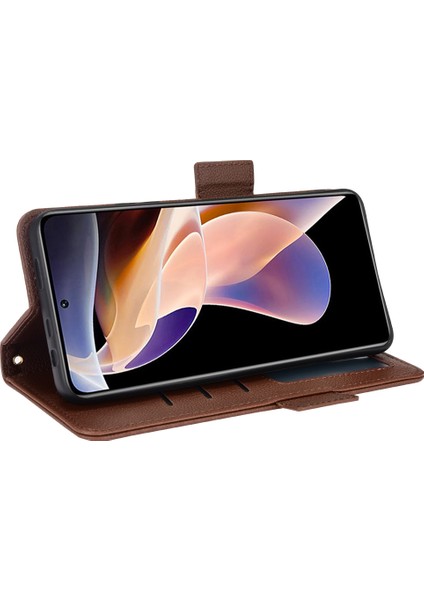 Stand Fonksiyon Litchi Doku Pu Deri Cüzdan Kılıfı Xiaomi Redmi Için Çift Manyetik Toka Çevirme Kapağı Not 11 Pro+ 5g/redmi Note 11 Pro 5g (Çin) (Mediatek) -Brown (Yurt Dışından) fırsatları