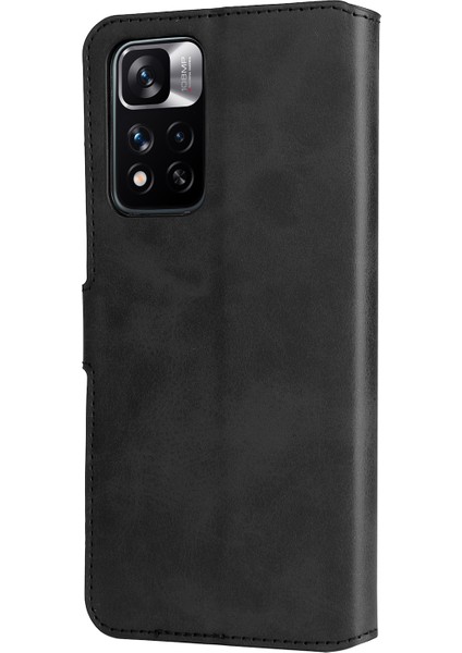 Dokulu Deri+ Tpu Stand Cüzdan Kılıfı Koruyucu Telefon Kapağı Xiaomi Redmi Note 11 Pro 5g (Çin) (Mediatek)/note 11 Pro+ 5g-Black (Yurt Dışından) modelleri