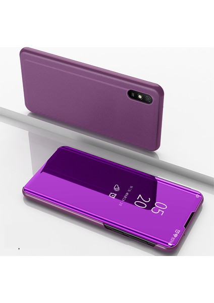Pencere Kaplamalı Ayna Yüzey Deri Deri Stand Kılıfı Xiaomi Redmi 9A-DOĞUM (Yurt Dışından)