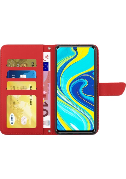 Xiaomi Redmi Için Note 9 Pro/not 9 Pro Max/note 9s Kelebek Çiçek Desenleme Desen Cüzdan Pu Kılıf Pu Deri Deri Kitaplık Stand Magnetik Koyu Omuz Kayışı Kırmızısı (Yurt Dışından) fırsatları
