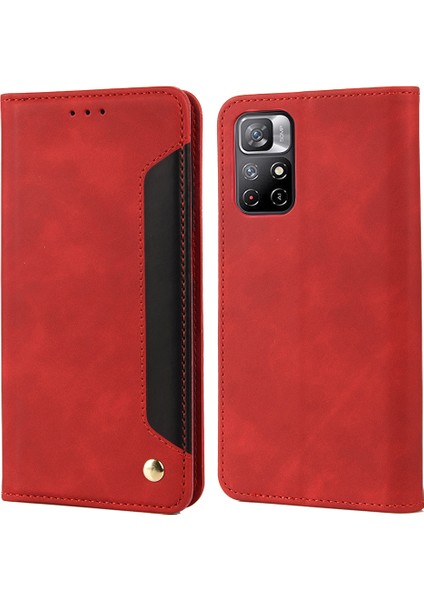 Xiaomi Redmi Için Note 11 5g (Çin) (Mediatek)/not 11T 5g/not 11S 5g Renk Ekleme Tam Koruma Deri Stand Cüzdan Kapağı Telefon Kılıfı Kırmızısı (Yurt Dışından)