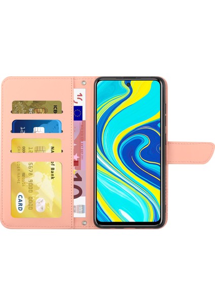 Xiaomi Redmi Için Note 9 Pro/not 9 Pro Max/not 9s Kelebek Çiçek Desenli Desen Cüzdan Pu Kılıf Pu Deri Deri Kitaplık Stand Magnetik Koyu Omuz Kayış Pembe (Yurt Dışından) fırsatları