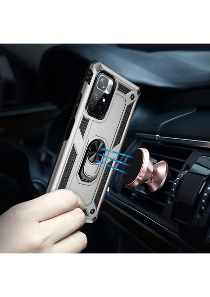 Yüzük Kickstand Fonksiyon Anti-Çizgi Şok Geçirmez Sabit Pc Sabit Tpu Koruyucu Koruyucu Koruyucu Koruyucu Koruyucu Kılıf Not 11 5g (Çin) (Mediatek)/redmi Not 11T 5g/not 11S 5g-Silver (Yurt Dışından) fırsatları
