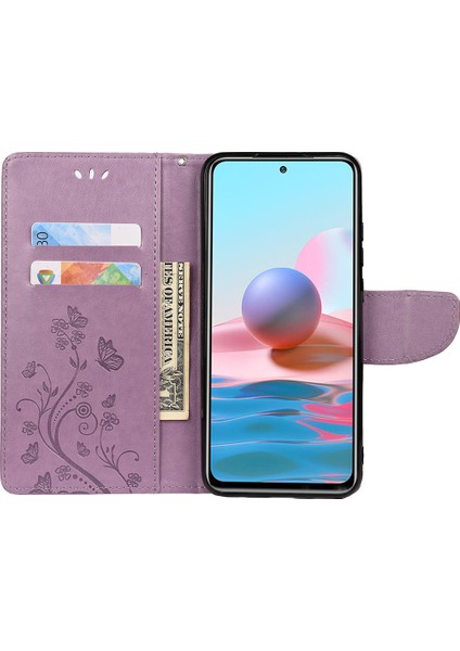 Basılı Kelebek Çiçek Deseni Pu Deri Manyetik Flip Kapak Standı Özellik Xiaomi Redmi Için Cüzdan Telefon Kılıfı Not 11 Pro 5g (Çin) (Mediatek)/not 11 Pro+ 5g-Işık Mor (Yurt Dışından) fırsatları