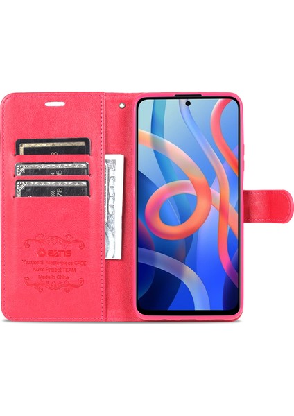 Xiaomi Redmi Için Not 11 5g (Çin) (Mediatek)/not 11T 5g/not 11S 5g Pu Deri Anti-Drop Çift Taraflı Manyetik Toka Cüzdan Tasarımı Telefon Kasa-Kırmızı (Yurt Dışından) fırsatları