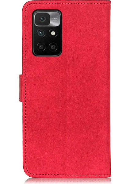 Xiaomi Redmi Için Stand Tasarımı ile Khazneh Vintage Stil Deri Cüzdan Koruma Kılıfı 10 4g (2021) -Red (Yurt Dışından) fırsatları