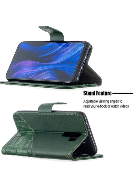 Xiaomi Redmi 9 Yeşil Için Çeşitli Timsah Deri Deri Cüzdan Kılıfı (Yurt Dışından) fiyatları