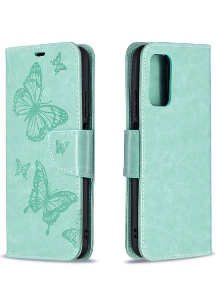 Xiaomi Için Poco M3 Baskı Kelebekleri Cüzdan Stand Flip Deri Telefon Kabuk Yeşili (Yurt Dışından)
