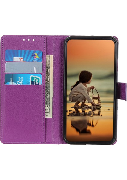 Klasik Stil Litchi Doku Pu Deri Anti-Shock Anti-Shock Manyetik Toka Telefon Kapağı Stand Cüzdan Kabuğu Xiaomi Redmi Note 11 Pro 5g (Çin) (Mediatek)/11 Pro+ 5g-Purple (Yurt Dışından) fiyatları