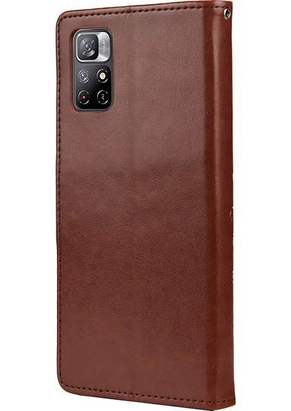 Xiaomi Redmi Için Not 11 5g (Çin) (Mediatek)/not 11T 5g/not 11S 5g Destekleme Stand Telefon Kılıfı Kelebek Çiçek Çiçek Flip Cüzdan Deri Telefon Kaplama Kahverengi (Yurt Dışından) modelleri