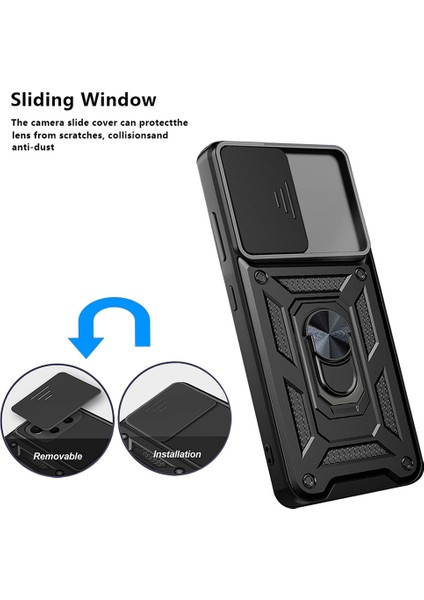 Kickstand Hard Pc Yumuşak Tpu Darbe Dayanıklı Koruyucu Telefon Kılıfı Xiaomi Redmi Için Slayt Kamera Kapağı ile Note 10 Pro 5g/poco X3 Gt 5g-Green (Yurt Dışından)