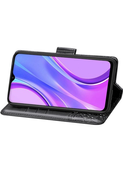 Xiaomi Redmi Için 9 Anti-Çizelge Pu Deri Manyetik Kapatma Telefon Cüzdan Kapağı Baskılı Kelebek Desen Standı Case-Black (Yurt Dışından) modelleri