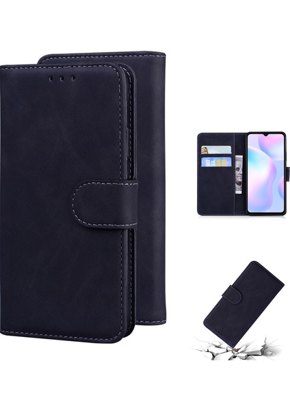 Xiaomi Redmi 9A-BLACK Için Deri Cüzdan Standı Telefon Kılıfı (Yurt Dışından)