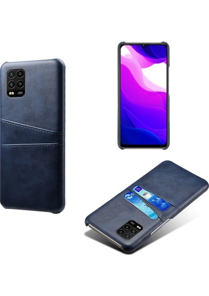 Çift Kart Yuvaları ile Pu Deri Kaplamalı Xiaomi Mi 10 Lite 5g-Blue Için (Yurt Dışından)