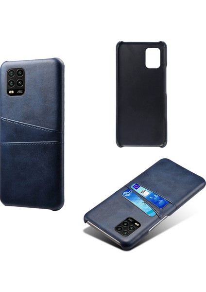 Çift Kart Yuvaları ile Pu Deri Kaplamalı Xiaomi Mi 10 Lite 5g-Blue Için (Yurt Dışından)