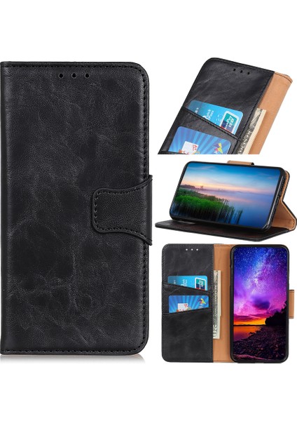 Crazy Horse Tahıl Deri Cüzdan Stand Koruyucu Kapak Xiaomi Redmi 9-Black (Yurt Dışından)