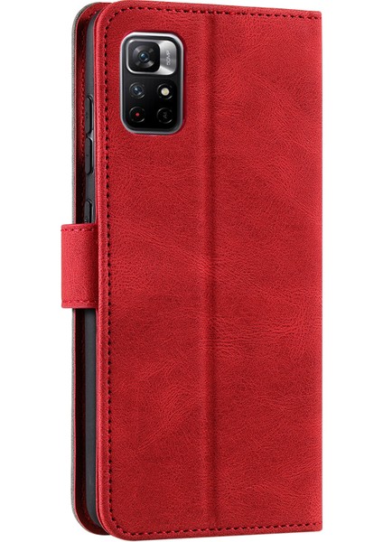 Birleştirme Dikiş Cilt Dokunuşu Hissi Tam Koruma Pu Deri Kapak Iç Tpu Telefon Kasası Kabuk Xiaomi Için Stant Cüzdanı Not 11 Pro 5g (Çin) (Mediatek)/not 11 Pro+ 5g-Kırmızı (Yurt Dışından) fırsatları