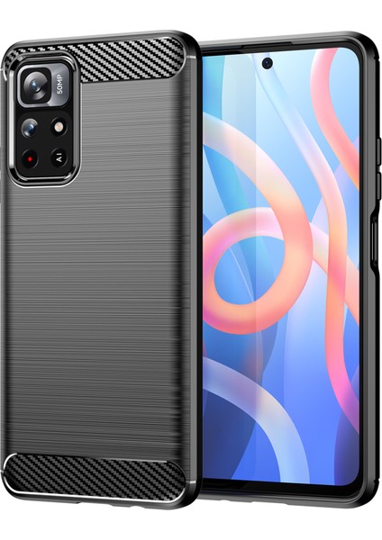 1.8mm Anti-Fall Iyi Korunmuş Karbon Fiber Fırçalanmış Doku Tpu Xiaomi Redmi Için Not 11 5g (Çin) (Mediatek)/redmi Not 11T 5g/not 11S 5g-Black (Yurt Dışından)