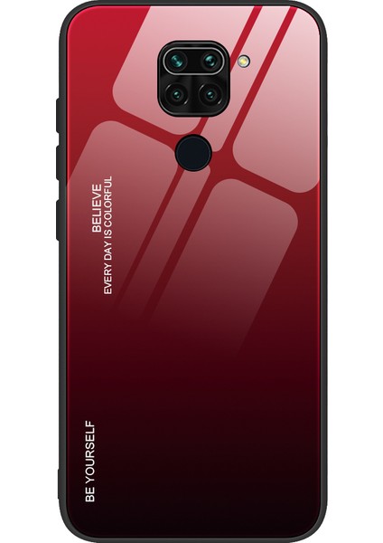 Xiaomi Redmi Için Gradyan Renk Temperli Cam+Pc+Tpu Hibrit Kasa 9-Kırmızı/siyah (Yurt Dışından)