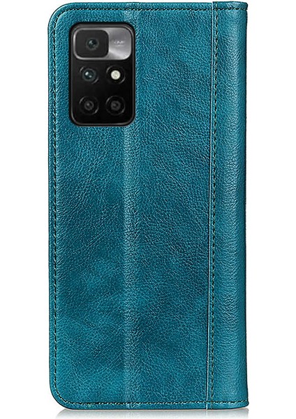 Litchi Doku Bölünmüş Deri Anti Damla Cüzdan Stand Telefon Kapağı Kılıfı Xiaomi Redmi Not 11 4g (Mediatek)/redmi 10 4g/redmi 10 2022 4g/10 Prime-Green (Yurt Dışından) fırsatları