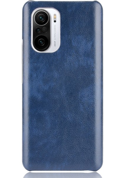 Xiaomi Mi 11X/11X Pro/mi 11I/POCO F3/redmı K40/K40 Pro Litchi Doku Geri Kılıf Pu Deri Kaplamalı Sert Pc Şok Geçirmez Telefon Kapak-Mavi (Yurt Dışından)