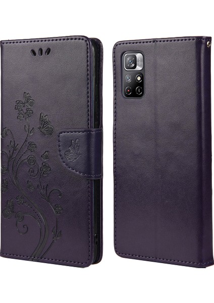 Xiaomi Redmi Için Not 11 5g (Çin) (Mediatek)/not 11T 5g/not 11S 5g Destekleme Stand Telefon Kılıfı Kelebek Çiçek Flip Cüzdan Deri Deri Telefon Kaplama-Doğru (Yurt Dışından)