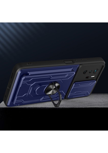Çok Fonksiyonlu Halka Tutucu Kickstand Tasarım Pc+Tpu Kamera Slayt Kapağı ve Söndürülebilir Kart Tutucu ile Tpu Telefon Kılıfı Note 10 Pro 4g (Global)/(Hindistan)-Beyaz (Yurt Dışından)