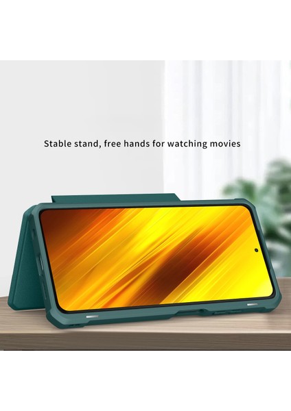 Xiaomi Için Poco X3/poco X3 Pro/poco X3 Nfc Iş Stili Stand Kabuk Pu Deri+Tpu+Pc Kılıfı Manyetik Otomatik Kapalı Telefon Kapağı Kart Yuvası ile (Yurt Dışından)
