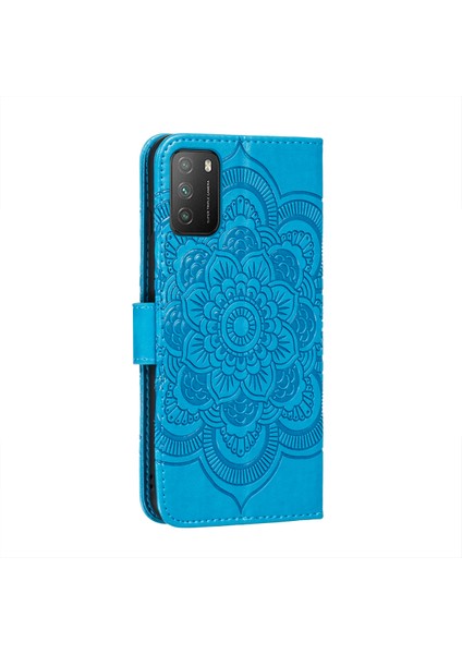 Xiaomi Poco M3 Case-Mavi Için Mandala Çiçek Stand Deri Koruyucusu (Yurt Dışından)