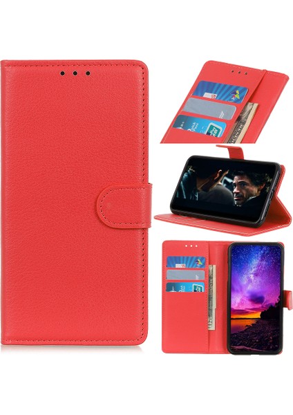 Xiaomi Redmi Için 9 Cep Telefonu Çantası Kasası Litchi Cilt Manyetik Şık Deri Kabuk Kırmızısı (Yurt Dışından)