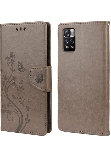 Basılı Kelebek Çiçek Deseni Pu Deri Manyetik Flip Kapak Standı Özellik Xiaomi Redmi Için Cüzdan Telefon Kılıfı Not 11 Pro 5g (Çin) (Mediatek)/not 11 Pro+ 5g-Gre (Yurt Dışından)