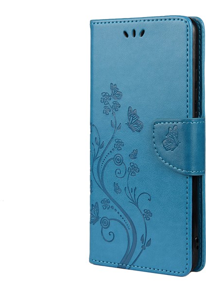 Basılı Kelebek Çiçek Deseni Pu Deri Manyetik Flip Kapak Standı Özellik Xiaomi Redmi Için Cüzdan Telefon Kılıfı Not 11 Pro 5g (Çin) (Mediatek)/not 11 Pro+ 5g-Mavi (Yurt Dışından) fiyatları