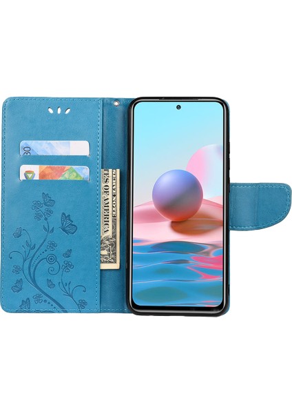Basılı Kelebek Çiçek Deseni Pu Deri Manyetik Flip Kapak Standı Özellik Xiaomi Redmi Için Cüzdan Telefon Kılıfı Not 11 Pro 5g (Çin) (Mediatek)/not 11 Pro+ 5g-Mavi (Yurt Dışından) fırsatları