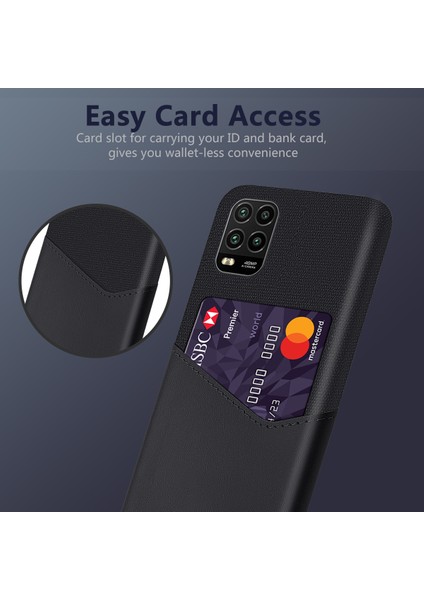 Kumaş Ekleme Pu Deri Kaplı Pc Sert Kasa Xiaomi Mi Için Kart Yuvası 10 Lite 5g-Black (Yurt Dışından)