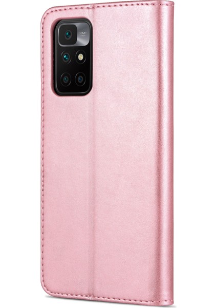 Deri Cüzdan Stand Telefon Kılıfı Flip Kart Yuvaları Xiaomi Redmi Için Tam Telefon Kabuğu Korunmalı 10 4g (2021)/REDMI 10 2022 4g/redmi Not 11 4g (Mediatek)/redmi 10 Prime-Rose Gold (Yurt Dışından) modelleri