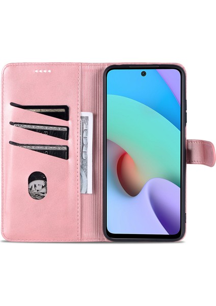 Deri Cüzdan Stand Telefon Kılıfı Flip Kart Yuvaları Xiaomi Redmi Için Tam Telefon Kabuğu Korunmalı 10 4g (2021)/REDMI 10 2022 4g/redmi Not 11 4g (Mediatek)/redmi 10 Prime-Rose Gold (Yurt Dışından) fırsatları