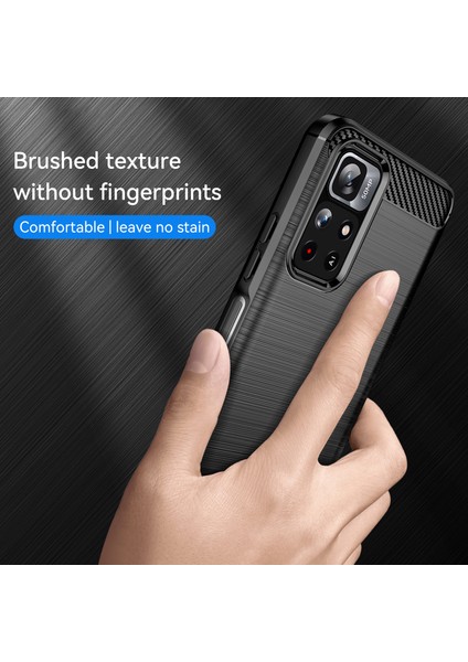 1.8mm Anti-Fall Iyi Korunmuş Karbon Fiber Fırçalanmış Doku Tpu Xiaomi Redmi Için Not 11 5g (Çin) (Mediatek)/redmi Not 11T 5g/not 11S 5g-Black (Yurt Dışından) modelleri