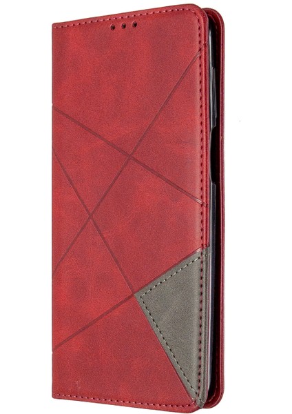 Xiaomi Redmi Için Geometrik Desen Otomatik Absorlanmış Deri Kabuk Kılıfı Not 9 Pro/not 9 Pro Max/note 9s-Red (Yurt Dışından) modelleri