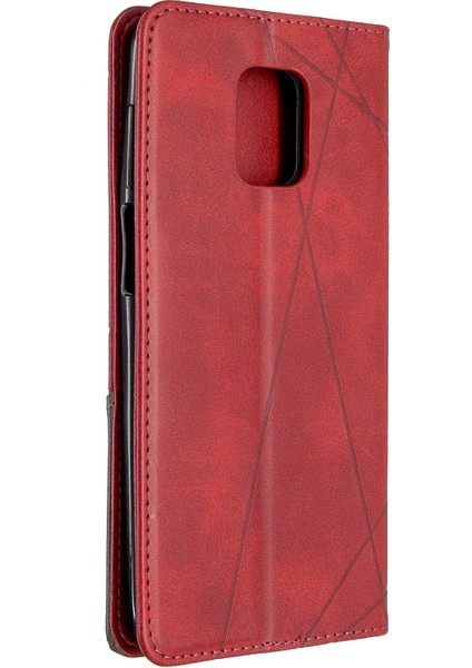 Xiaomi Redmi Için Geometrik Desen Otomatik Absorlanmış Deri Kabuk Kılıfı Not 9 Pro/not 9 Pro Max/note 9s-Red (Yurt Dışından) fırsatları