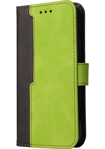 Iki Renkli Birleştirme Iş Tarzı Pu Deri Flip Stand Cüzdan Kapağı Xiaomi Poco X3 Nfc/poco X3/poco X3 Pro-Yeşil/siyah (Yurt Dışından)